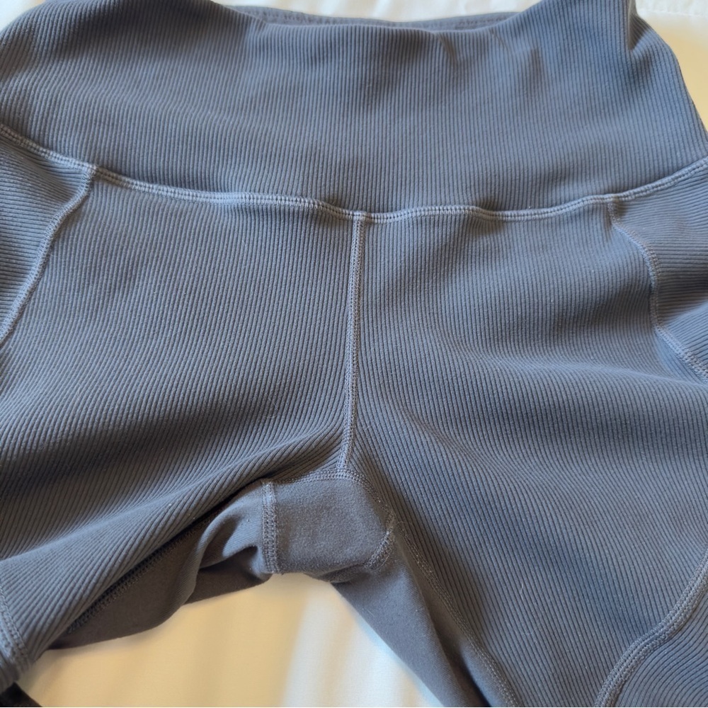 Zella moto ribbed high waist ankle leggings charcoal gray mini pocket size M - Picture 13 of 14